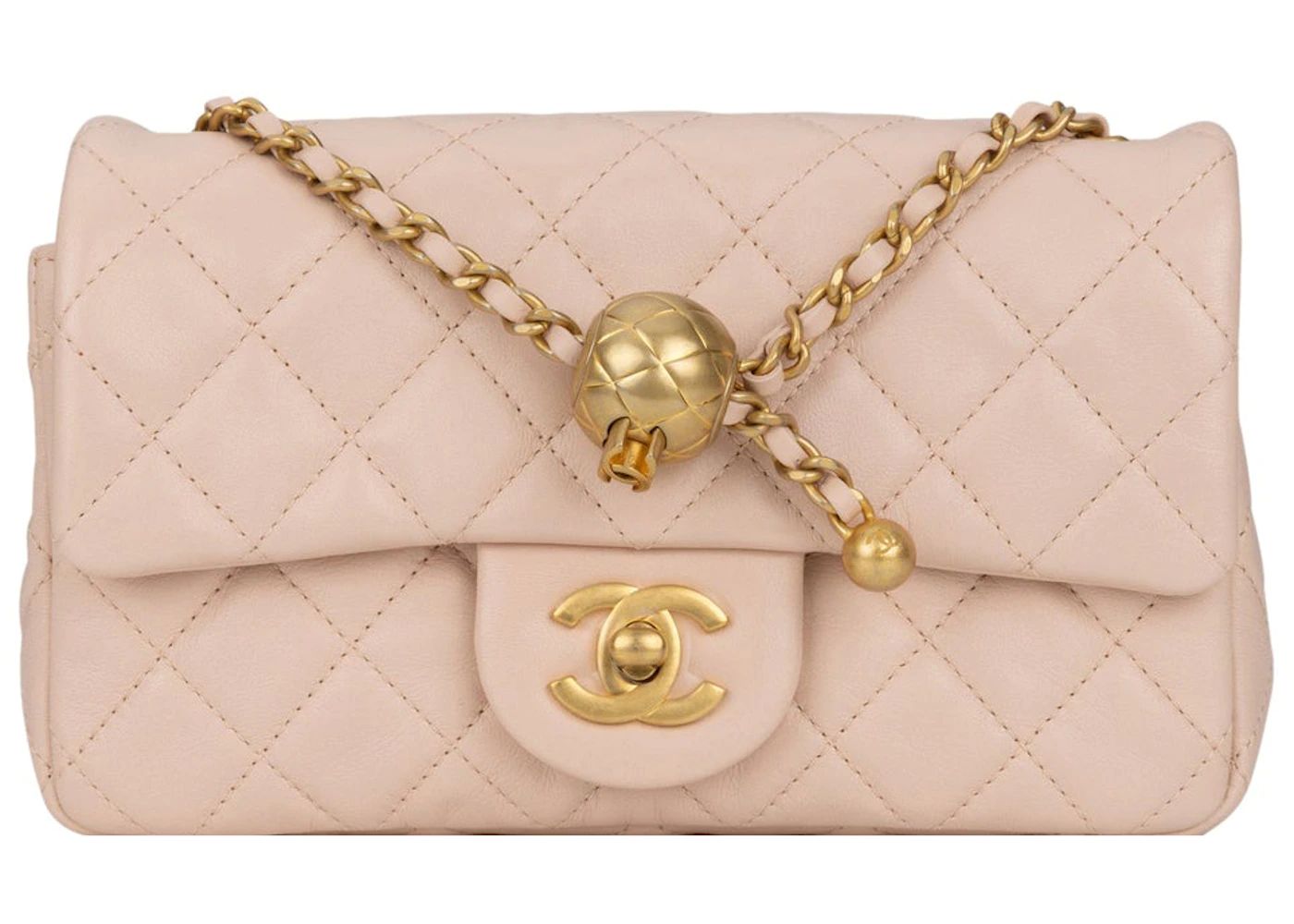 Chanel Quilted Rectangular Flap BagMini Pearl Crush Light Beige | StockX