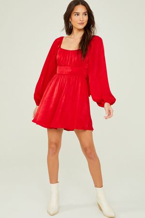 Priscilla Satin Dress in Red | Altar'd State | Altar'd State