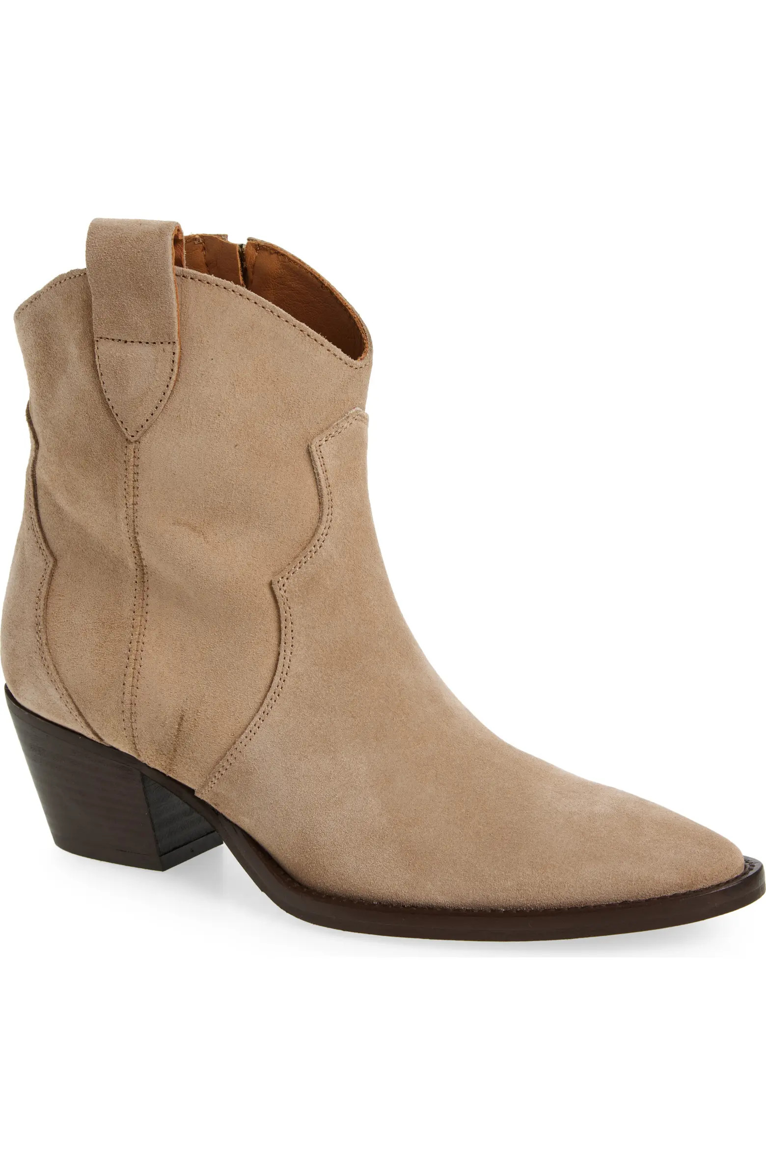 Penny Pointy Toe Block Heel Leather Bootie (Women) | Nordstrom