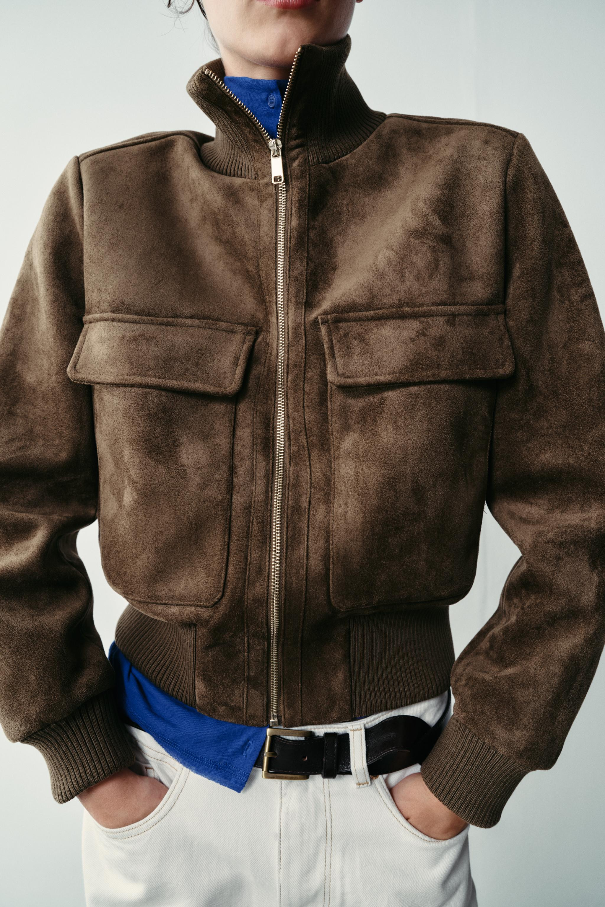 Bomber jacket with a stand-up collar and long sleeves. Front flap patch pockets. Ribbed trims. Fr... | Zara US