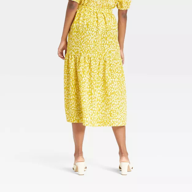 Women's Tiered Skirt - Who What Wear™ Yellow Leopard Print | Target