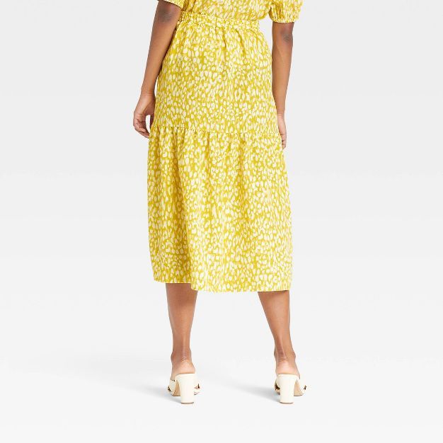 Women's Tiered Skirt - Who What Wear™ Yellow Leopard Print | Target