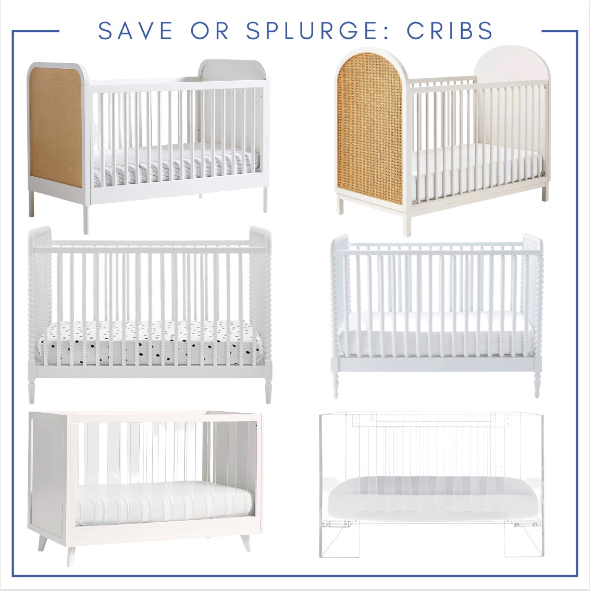 Budget crib, luxury crib, cane crib, spindle Jenny Lind crib, acrylic crib, Serena and Lily, pottery barn kids

#LTKhome #LTKbaby #LTKkids