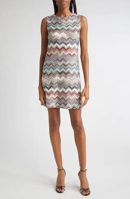 Missoni Zigzag Stripe Sleeveless Knit Minidress in Multi Wht Blue Brown at Nordstrom, Size 10 Us | Nordstrom