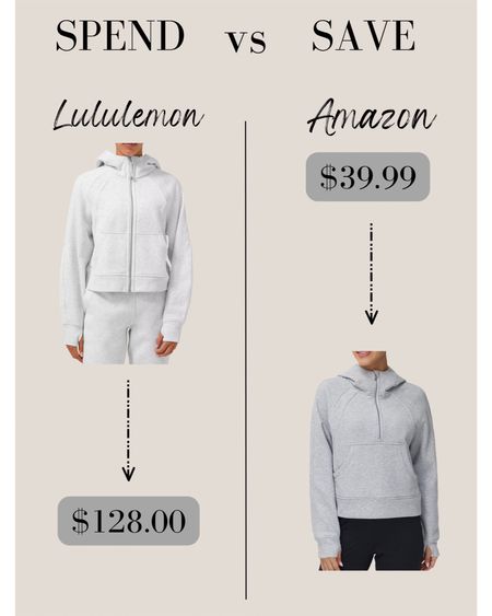 Spend vs. Save: Lululemon Scuba Oversized Zip Hoodie dupe on Amazon! 

Lululemon dupes, scuba zip hoodie, activewear, Amazon fashion, casual outfit, basic  essentials 

#LTKstyletip #LTKfit #LTKFind