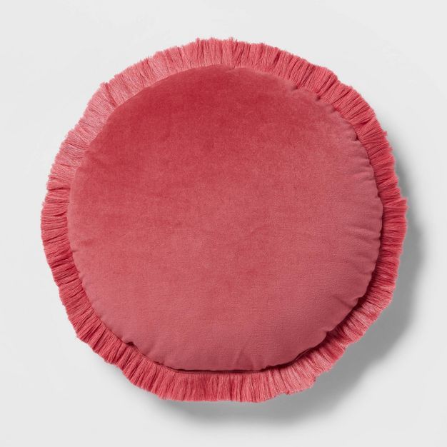 Round Velvet Decorative Throw Pillow Vibrant Pink - Threshold&#8482; | Target