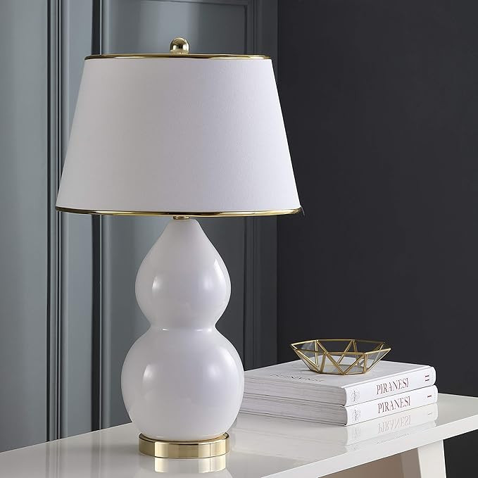 SAFAVIEH Lighting Collection Jill Modern Contemporary White Double Gourd Ceramic 27-inch Bedroom ... | Amazon (US)