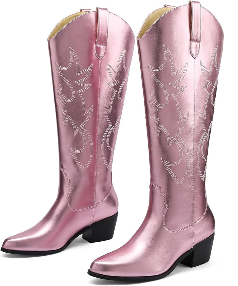 MeiLuSi Knee High Cowboy Boots Women's Cowgirl Boots for Women Embroidered Fashion Pull on Tall W... | Amazon (US)