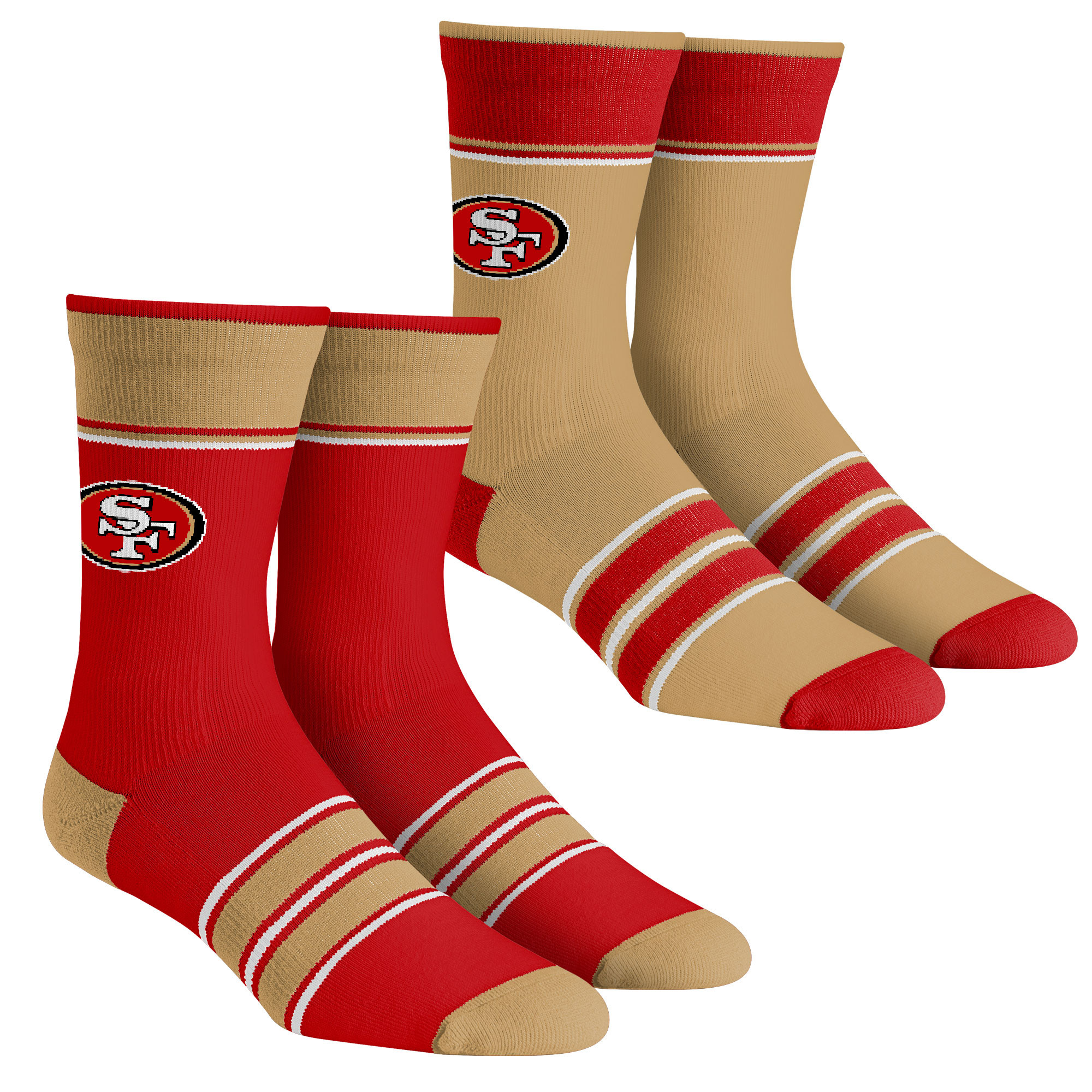 Unisex Rock Em Socks San Francisco 49ers Multi-Stripe 2-Pack Team Crew Sock Set | Fanatics