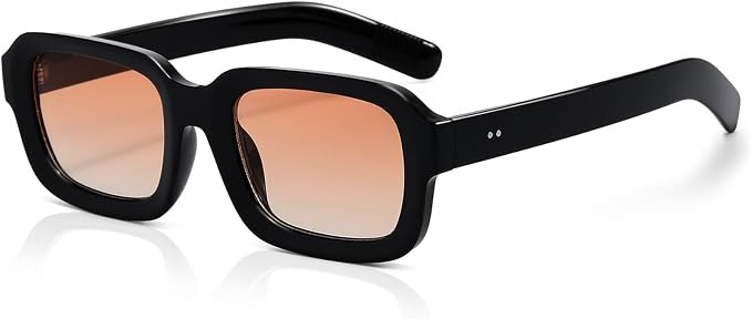 Retro Square Sunglasses for Women Men Trendy Thick Rectangle Sun Glasses 90s Vintage Shades | Amazon (US)