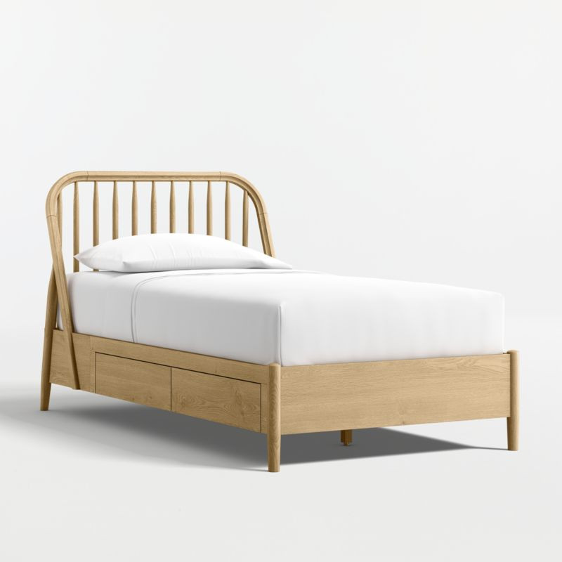 Bodie Natural Oak Wood Spindle Kids Twin Storage Bed | Crate & Kids | Crate & Barrel