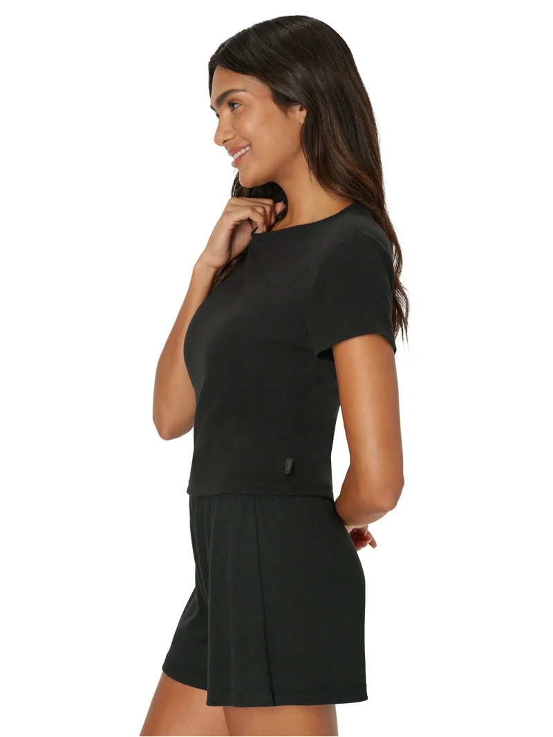Hanes Originals Women's SuperSoft Comfywear Sleep Rib Crop Tee, Sizes S to 2X | Walmart (US)