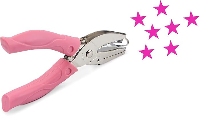 Star Shape Hole Handhold Single Paper Hole Punch for Paper and Crafts, 1/4 inch Puncher with Pink... | Amazon (US)