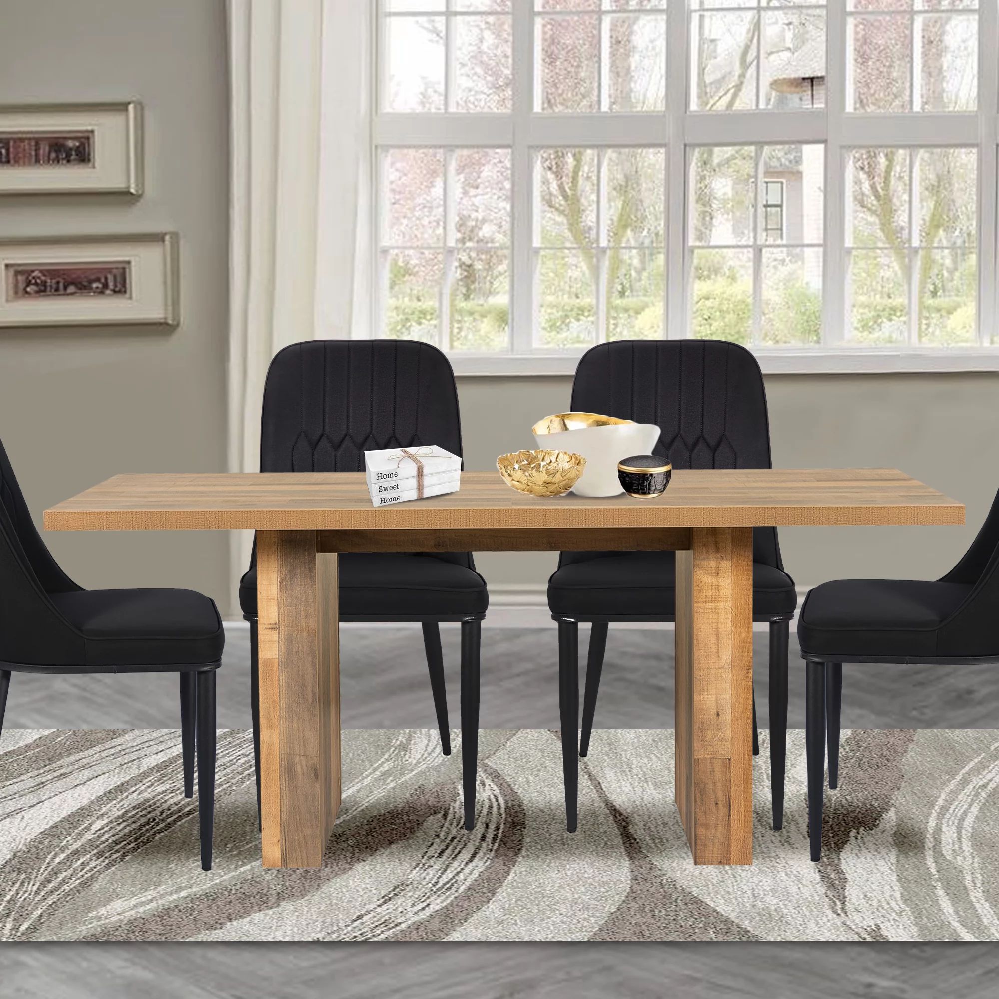GIA Design Group 70 Inch Wood Rustic Rectangular Dining Room Table,Mix Oak - Walmart.com | Walmart (US)