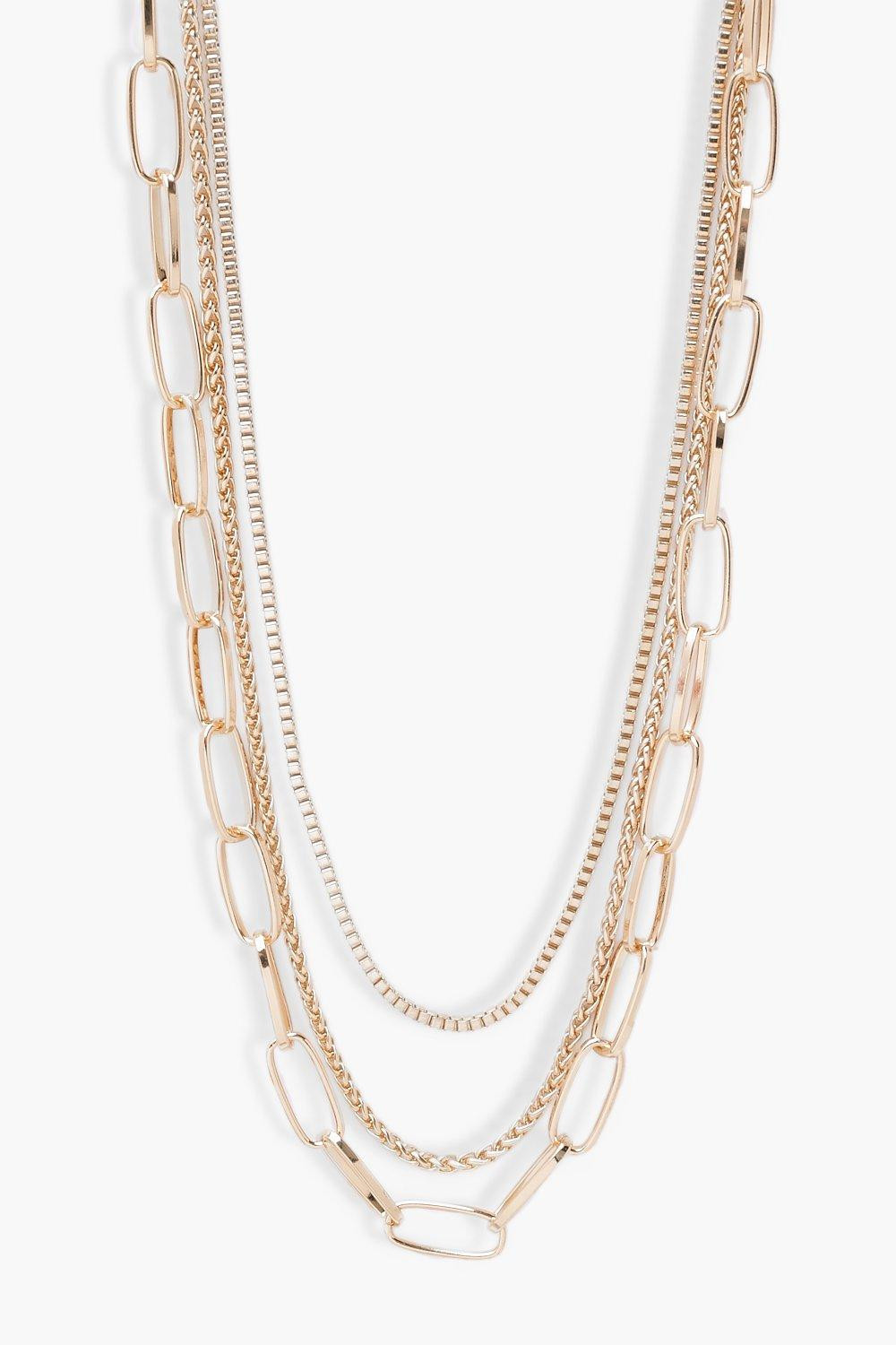 Triple Mix Chain Layering Necklace | Boohoo.com (US & CA)