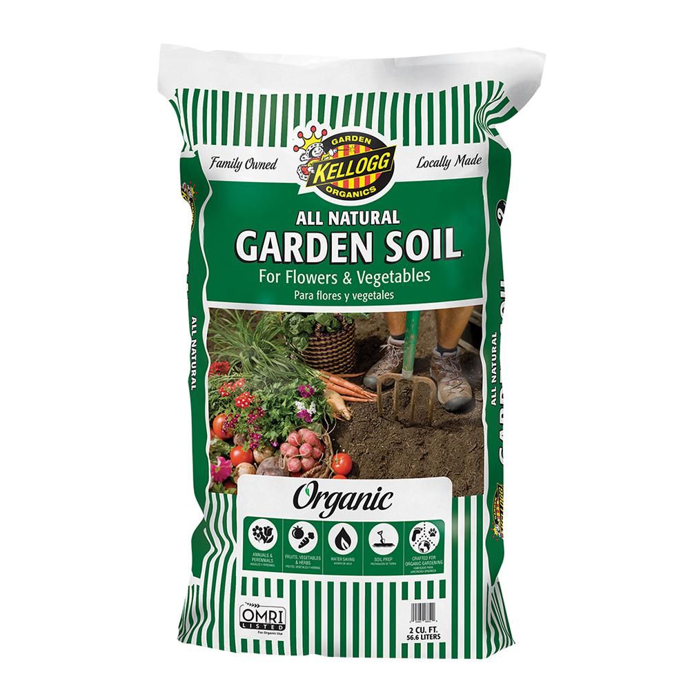 Kellogg Garden Organics 2 cu. ft. All Natural Garden Soil for Flowers and Vegetables-6850 - The H... | The Home Depot