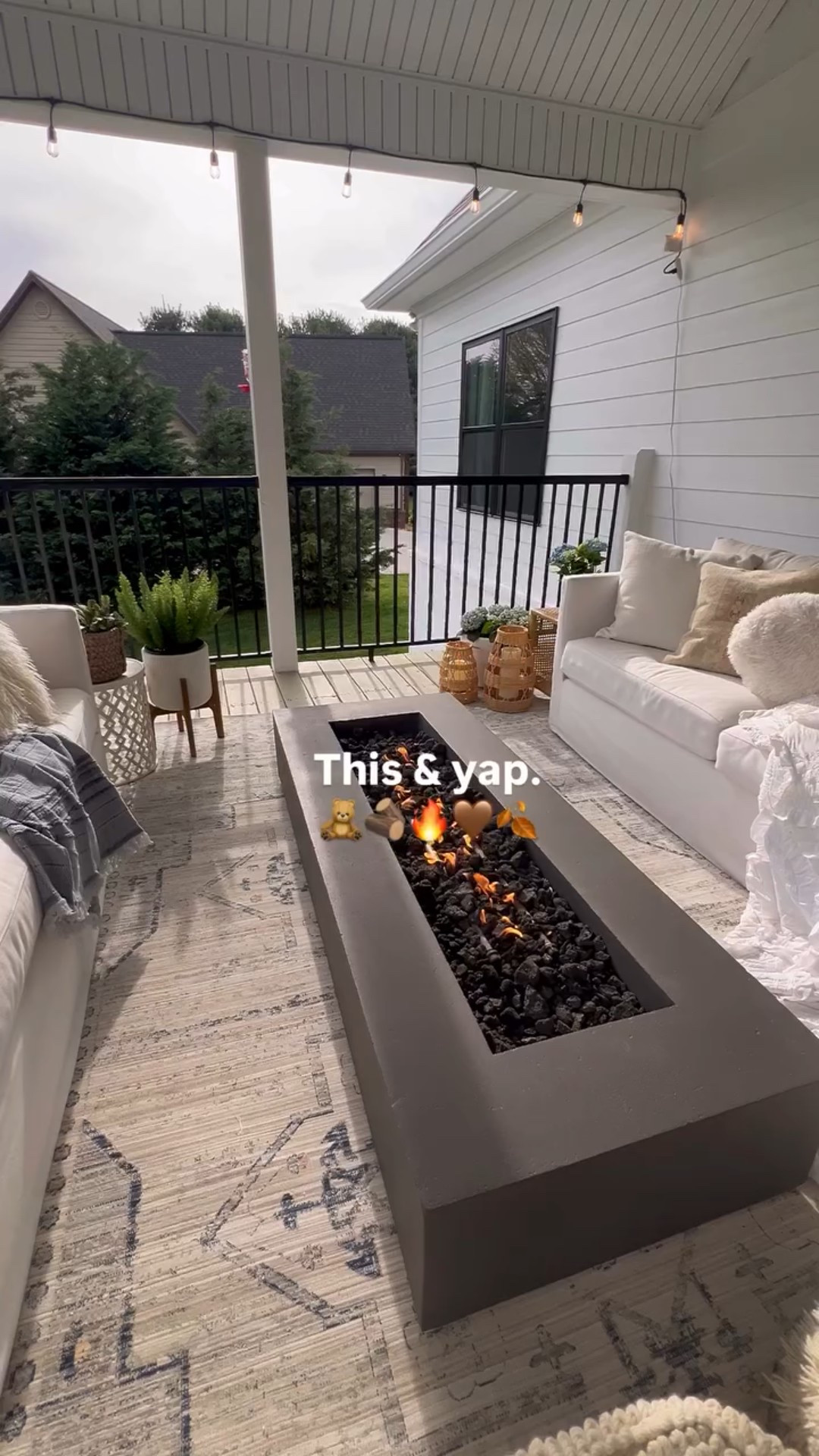 Love a good pack porch fire, especially a fall fire coming up! 🤎✨ 

Porch life, back porch, interior design, cozy decor 

#LTKdayinmylife #LTKHoliday #LTKGiftGuide