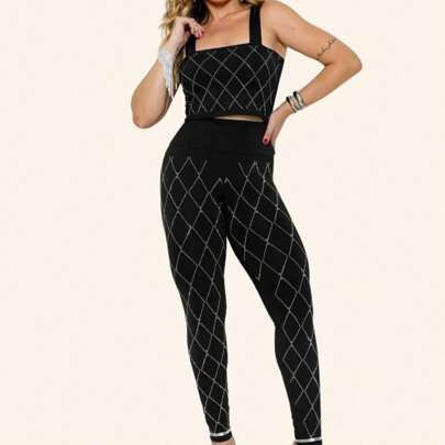 Calça Strass Pontinho Slim Feminino Brilhante | SHEIN