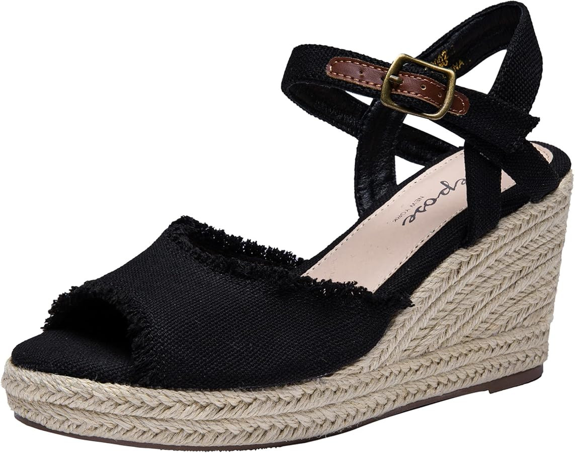 Women's Wedge Sandals Peep Toe, 3.3 Inch High Heel Platform Espadrilles Dressy Comfortable Summer... | Amazon (US)
