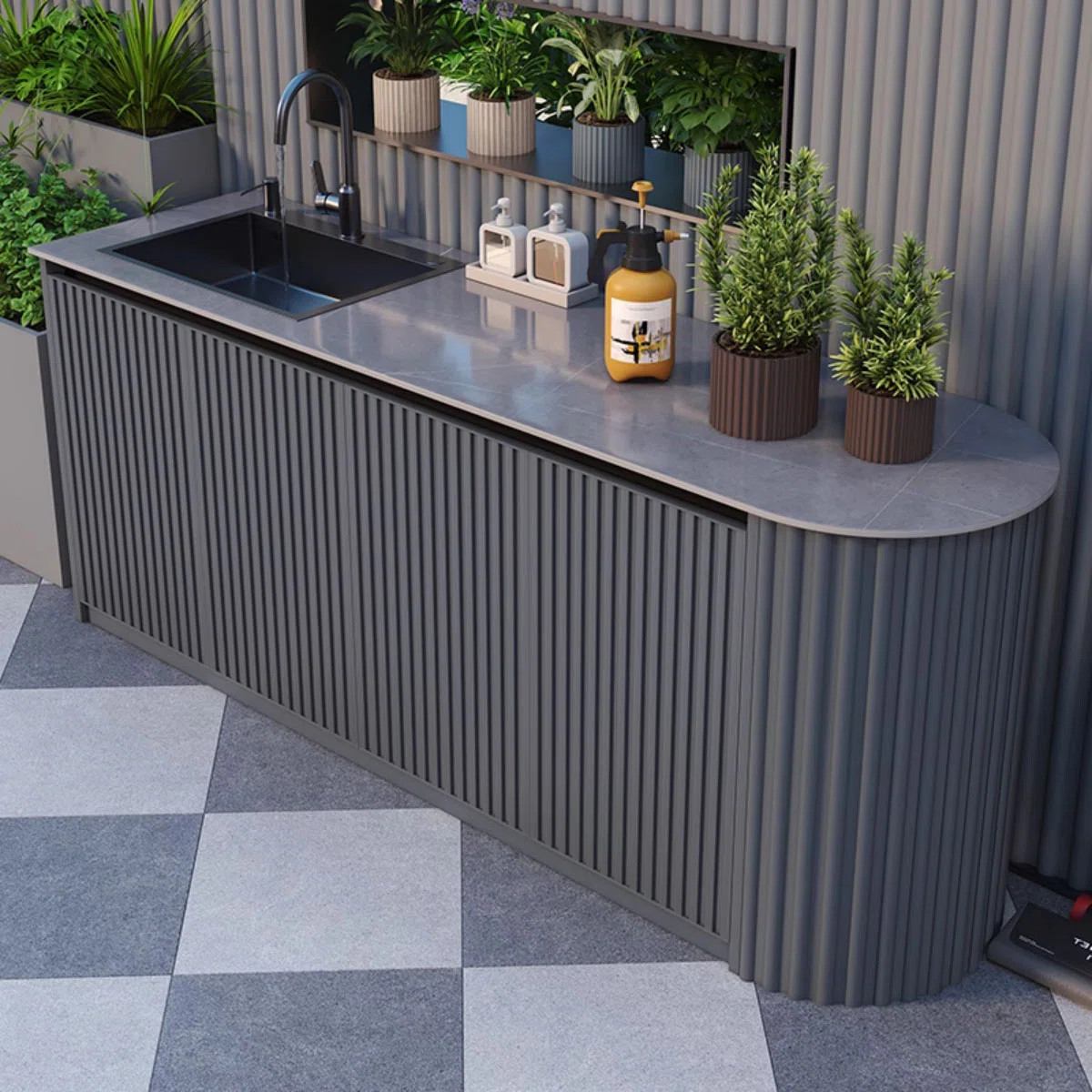 Outdoor All-Aluminum Rock Panel Sink Cabinet | Wayfair North America