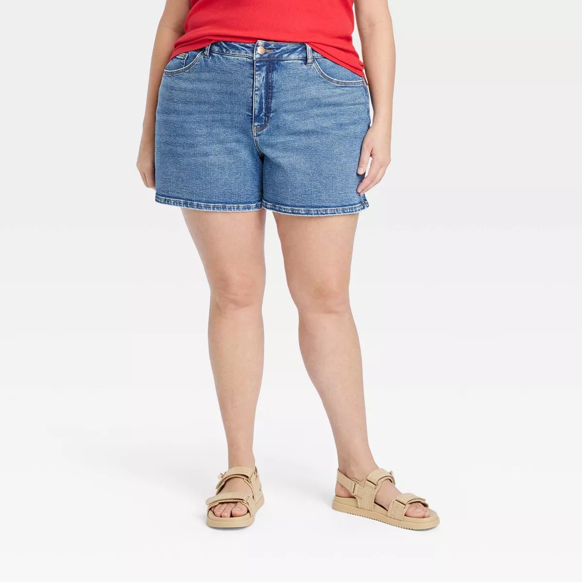 Women's High-Rise Midi Jean Shorts - Ava & Viv™ | Target