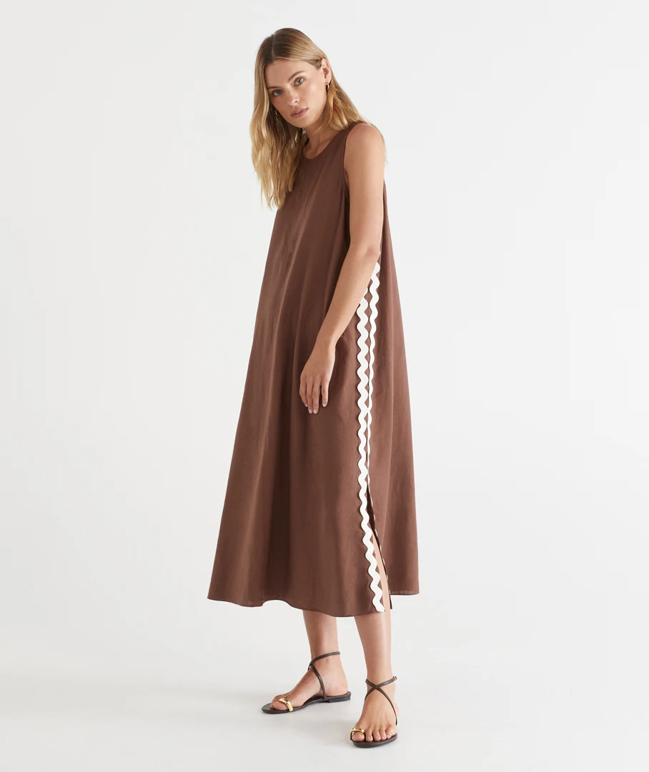 Trim Detail Column Midi Dress | Sussan
