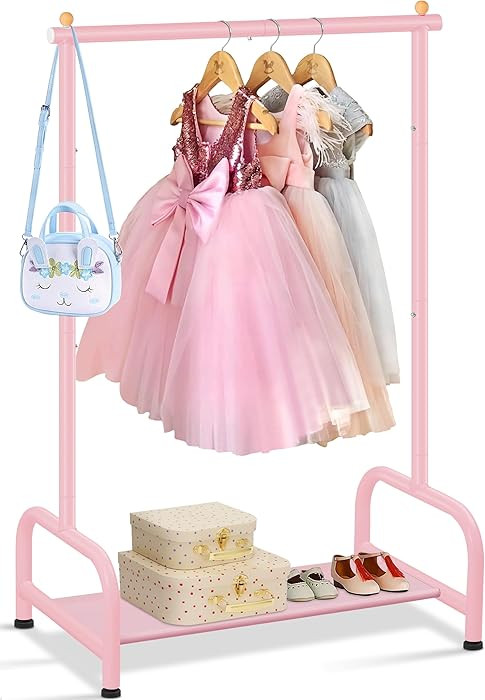 SLEEPING LAMB Kids Clothing Rack, Small Baby Clothes Rack with Bottom Storage Shelf, Kids Dress U... | Amazon (US)