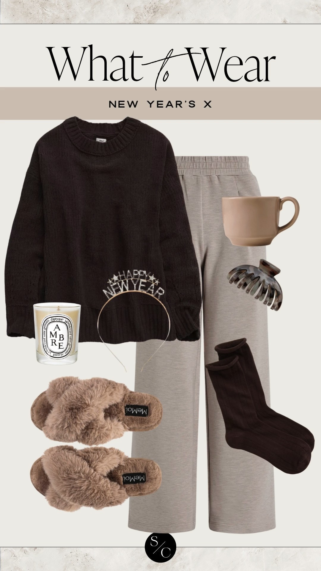 What to wear staying in on New Year’s!🫶🏼 Cozy sweater, sweatpants, fuzzy slippers. NYE outfit inspo, staying in outfit, cozy outfit, New Year’s Eve outfit inspo.

#LTKootd #LTKgrwm #LTKHoliday