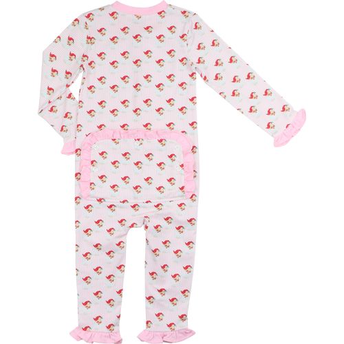 Pink Vintage Santa Print Zipper Pajamas | Cecil and Lou