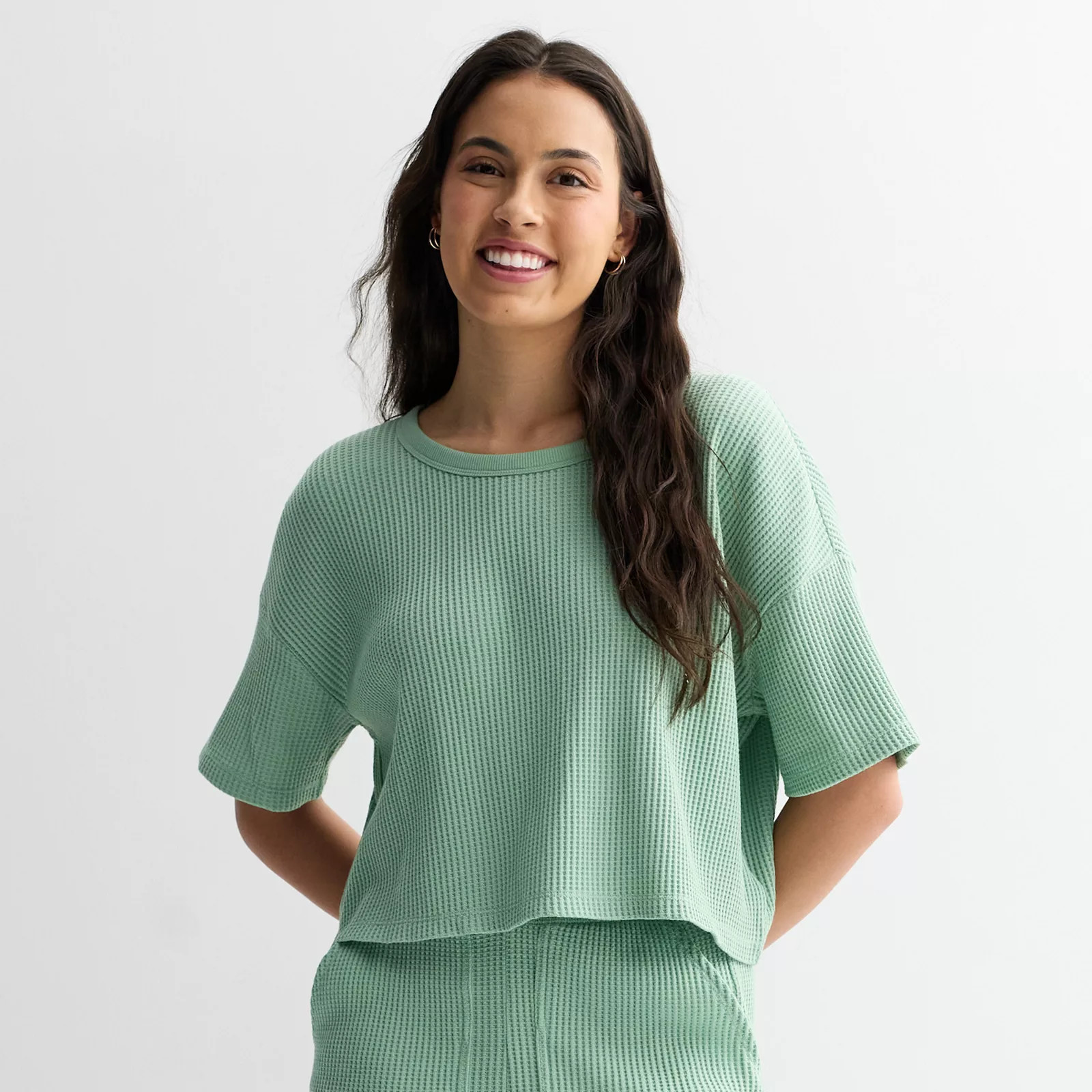 Juniors' SO® Waffle Scoopneck Tee | Kohl's