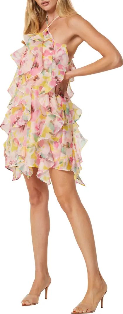 Miah Floral Ruffle Halter Minidress | Nordstrom