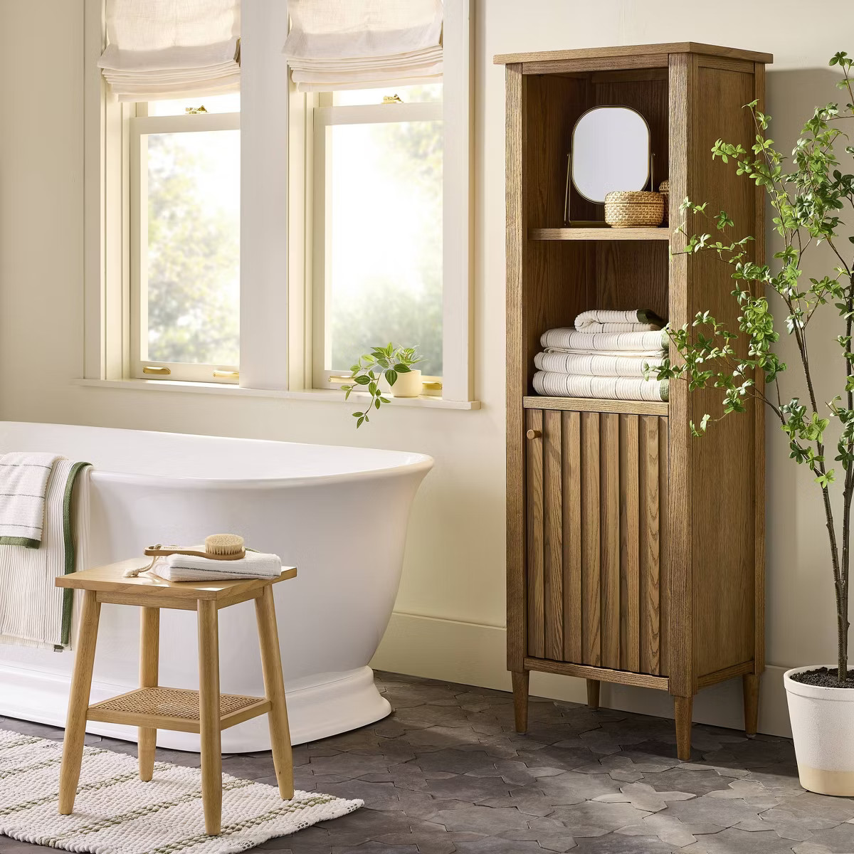 Wood & Cane Bathroom Stool - Hearth & Hand™ with Magnolia | Target