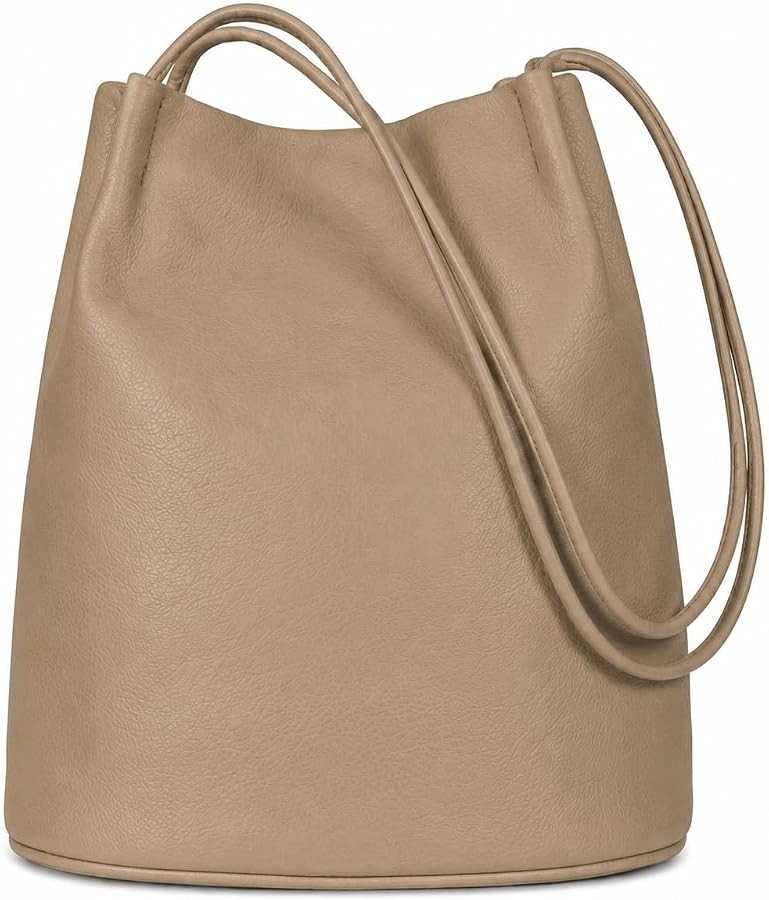 Mabel London Women's Fashion Designer Medium Size Plain Soft Vegan Leather Hobo Bucket Tote Shoul... | Amazon (UK)