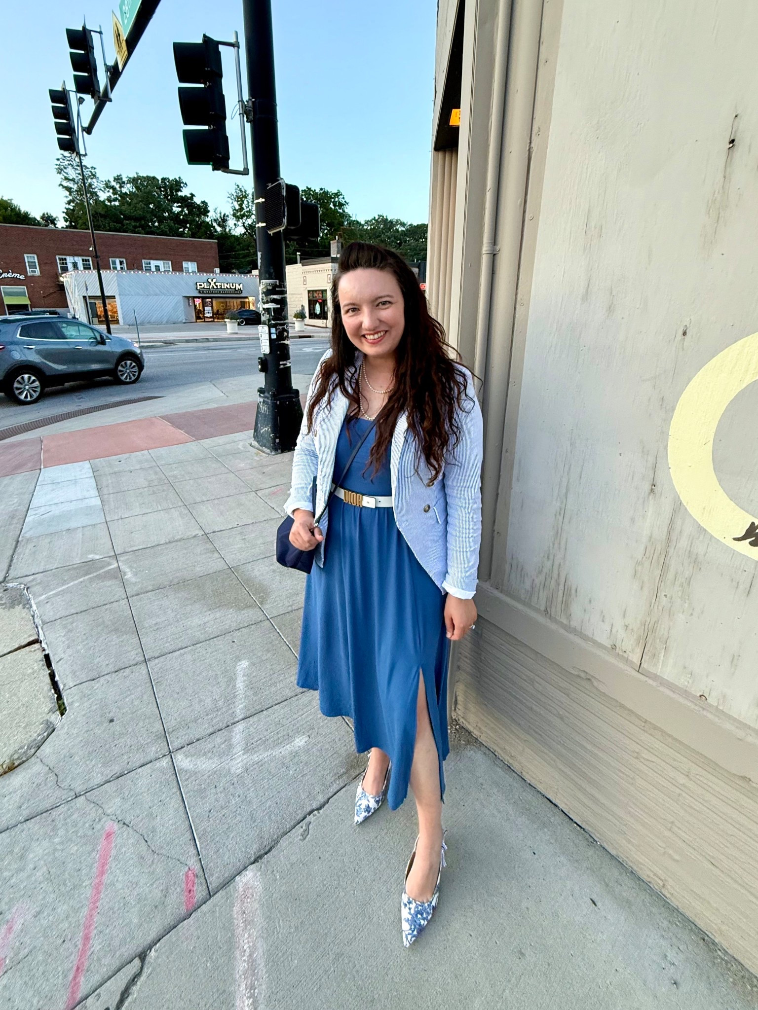 Feeling chic in this Dutch blue colored dress and shoes with Dior vibes!  Paired them with my Dior belt and a seersucker jacket for a complete look!  Dress and slingback shoes are from Target! 

#LTKMidsize #LTKSeasonal #LTKStyleTip