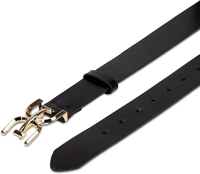 Sam Edelman Women's Casual Double-E Logo Plaque Buckle Leather Belt for Jeans and Trousers | Amazon (US)