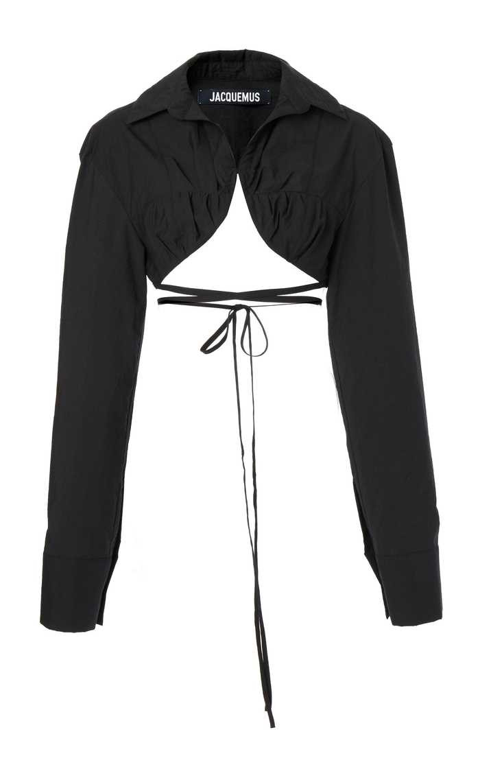 Baci Tie-Detailed Cotton-Blend Cropped Shirt | Moda Operandi Global