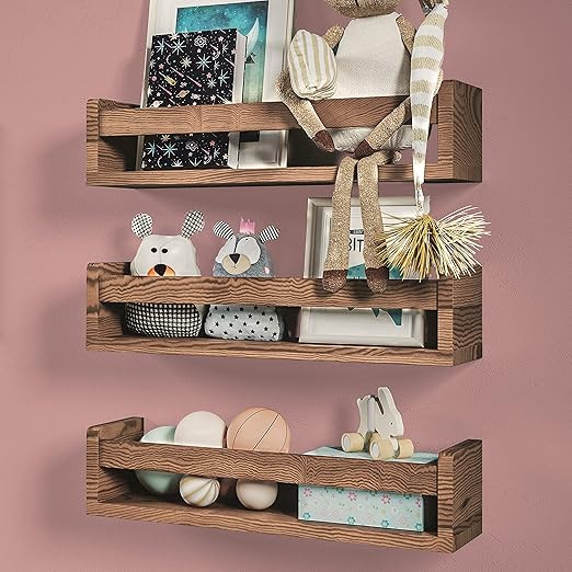 NATURE SUPPLIES Set of 3 Nursery Room Shelves, Solid Wood Ideal for Books, Toys, Decor, Wall Book... | Amazon (US)