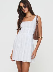Lorinda Mini Dress White Low Impact | Princess Polly US