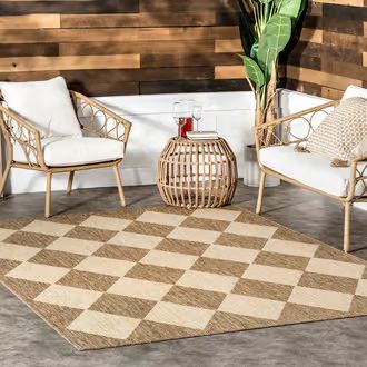 Rugs USA Beige Tucana Adelaide Harlequin Indoor/Outdoor rug - Casuals Rectangle 5' x 8' | Rugs USA