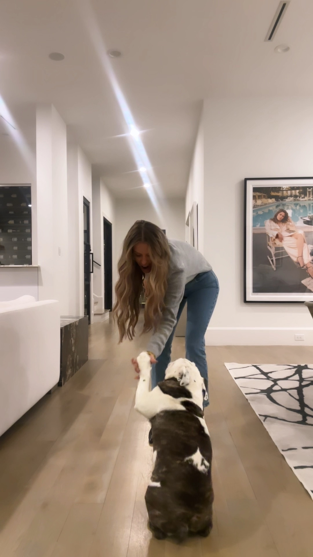 Even Bossy The Bulldog can’t resist a fit check! Easy dinner look: grey shoulder pad sweater, straight leg jeans, oversized belt, sock booties, & a statement bag! // sizing: sweater/small, jeans/25short (and on sale for $59)

#LTKfindsunder100 #LTKover40 #LTKstyletip