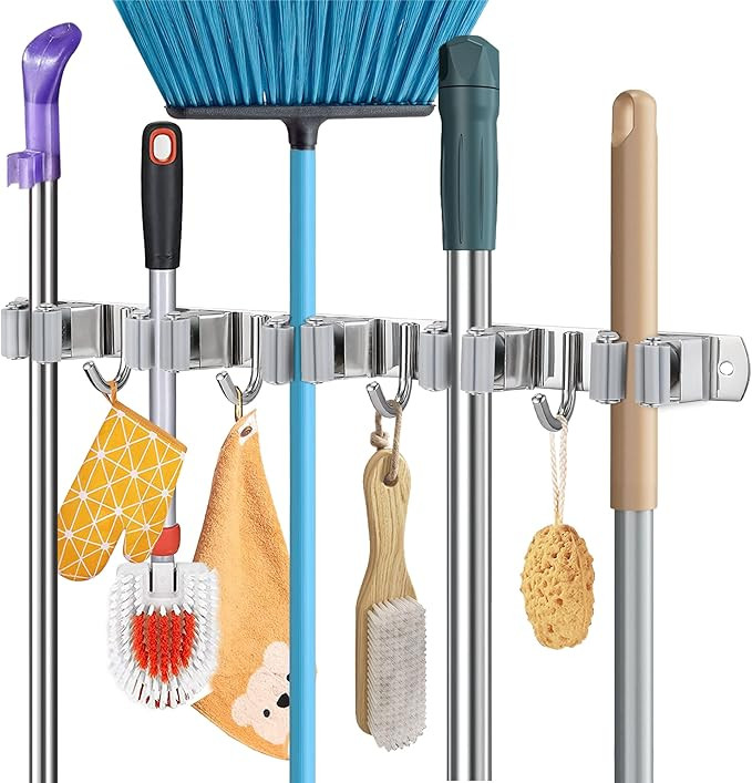 x-vesolje Broom Holder Wall Mount, Mop Holder Organizer Wall Mounted Broom Hanger for Home, Kitch... | Amazon (US)
