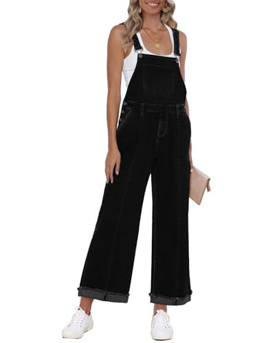 Vetinee Women Overalls Denim Loose Overalls For Women Oversized Overalls For Women Baggy Jumpsuits For Women Jean Overalls Black Size Small Size 4 Size 6 | Amazon (US)