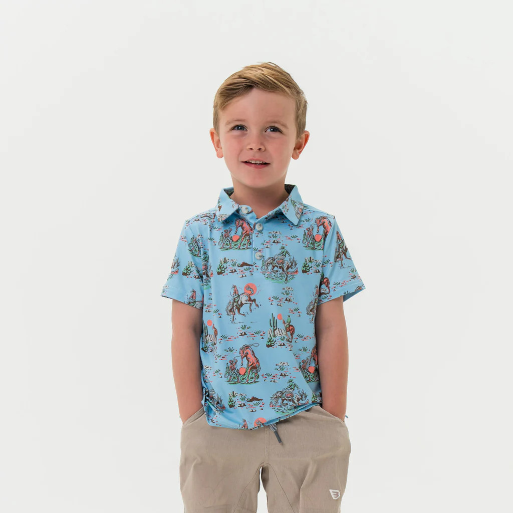 Youth Performance Polo - Cowboy Up Blue | BURLEBO