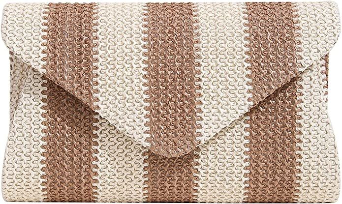 Obosoyo Straw Crossbody Bag Straw Clutch Women Woven Straw Shoulder Bags Summer Beach Envelope Pu... | Amazon (US)