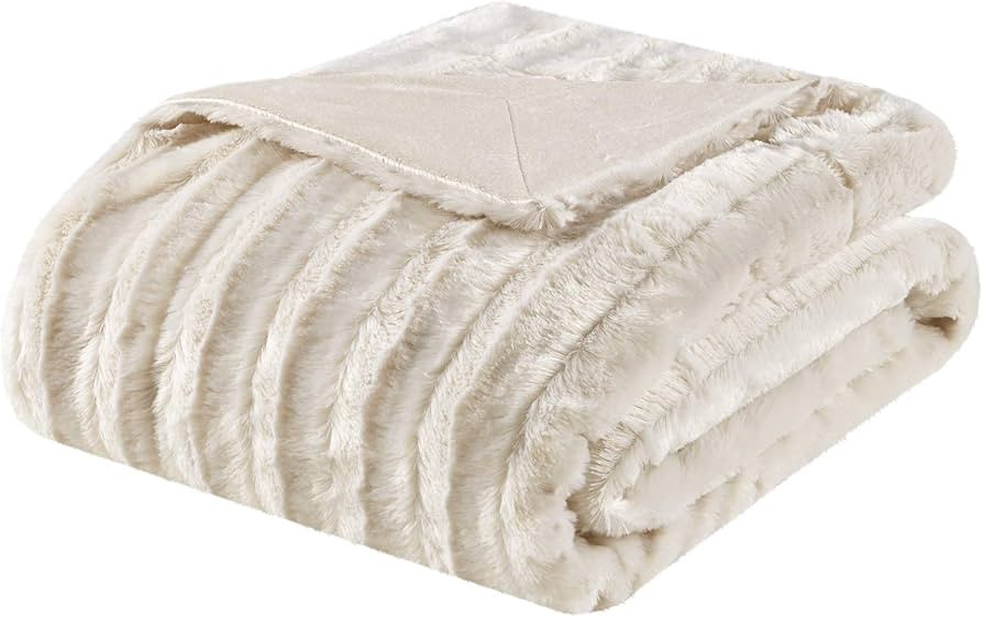 Madison Park Duke Luxury Long Faux Fur Throw Ivory 50*60 Premium Soft Cozy Brushed Long Faux Fur ... | Amazon (US)