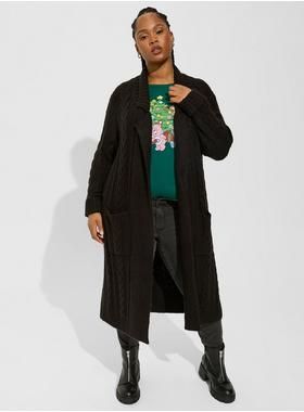 Chunky Coatigan Collared Cable Sweater | Torrid (US & Canada)