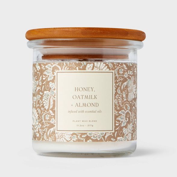 Cylinder Brown Flame Candle Honey,Oatmilk and Almond - Threshold™ | Target