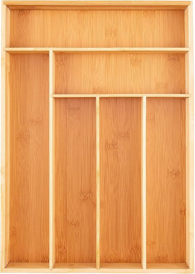 Kitchen Wood Utensil Tray Drawer Organizer, Bamboo Silverware Tray for Drawer 12X17 Cutlery Organ... | Amazon (US)