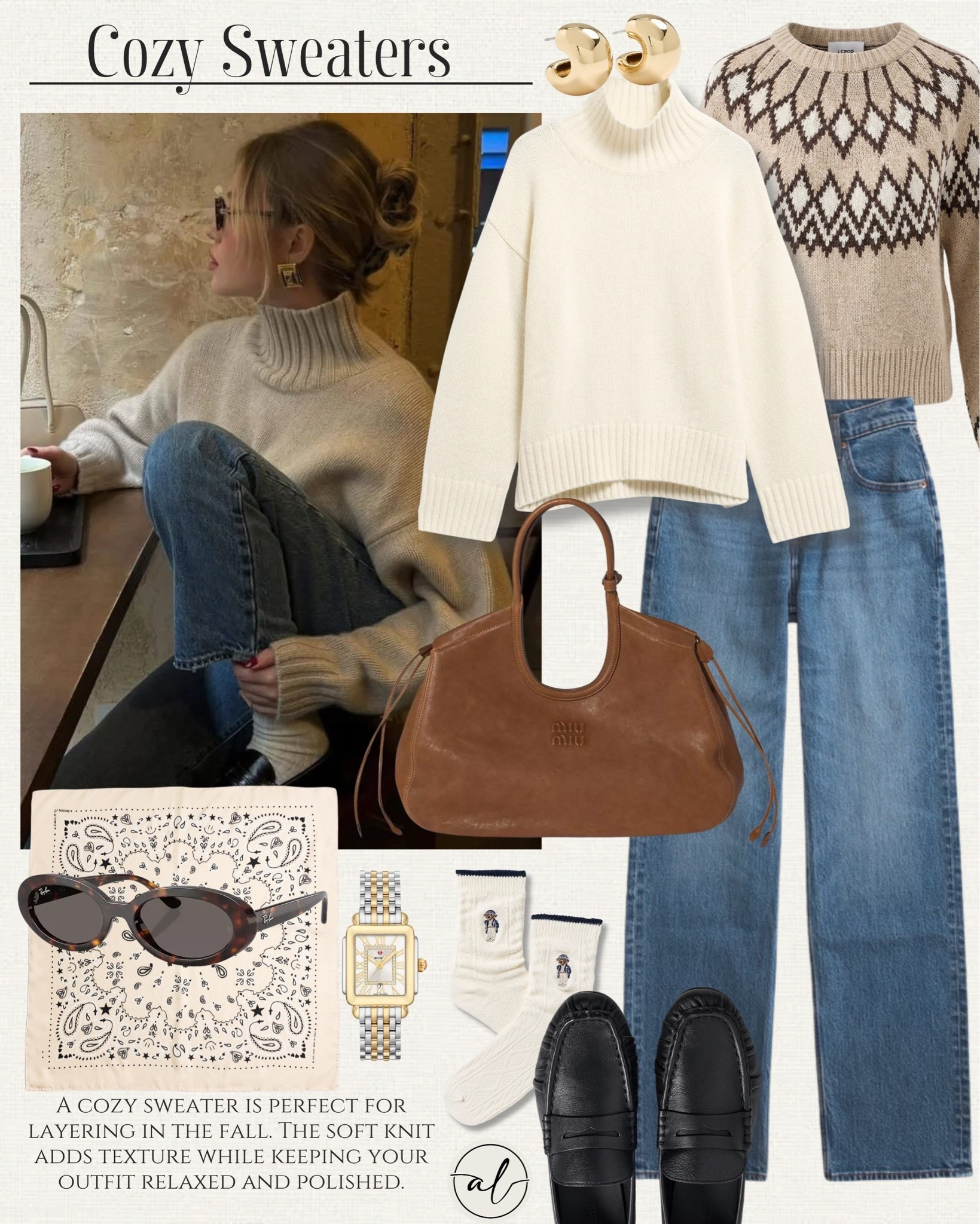 A cozy sweater is perfect for layering in the fall, the soft knit adds texture while keeping your outfit relaxed and polite