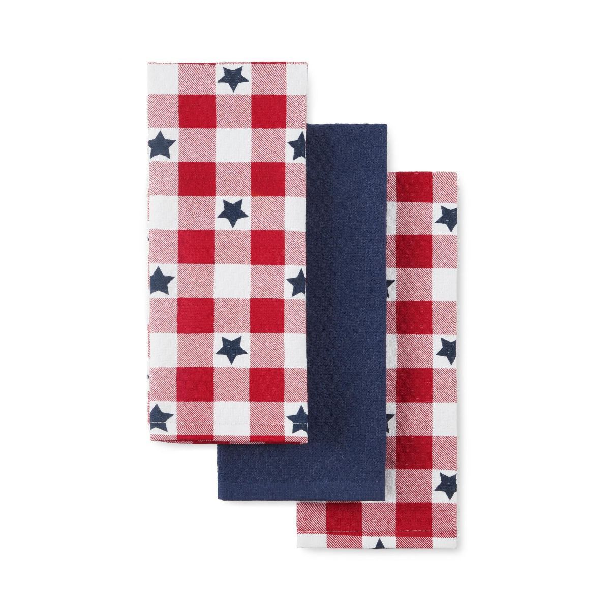 MARTHA STEWART Americana Star Gingham Holiday Kitchen Towels 3-Pack Set, 100% Cotton, Absorbent, ... | Target